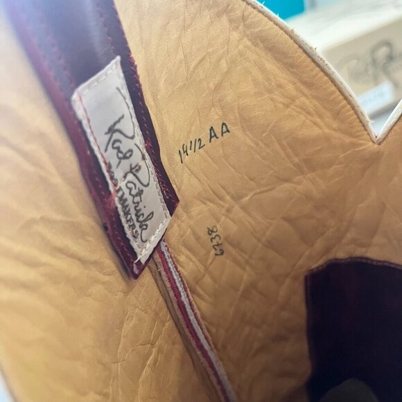 Rod Patrick Mens Cowboy Boots 14.5AA Brown Mocha Bison Leather Square Toe RPM106 - Picture 9 of 12